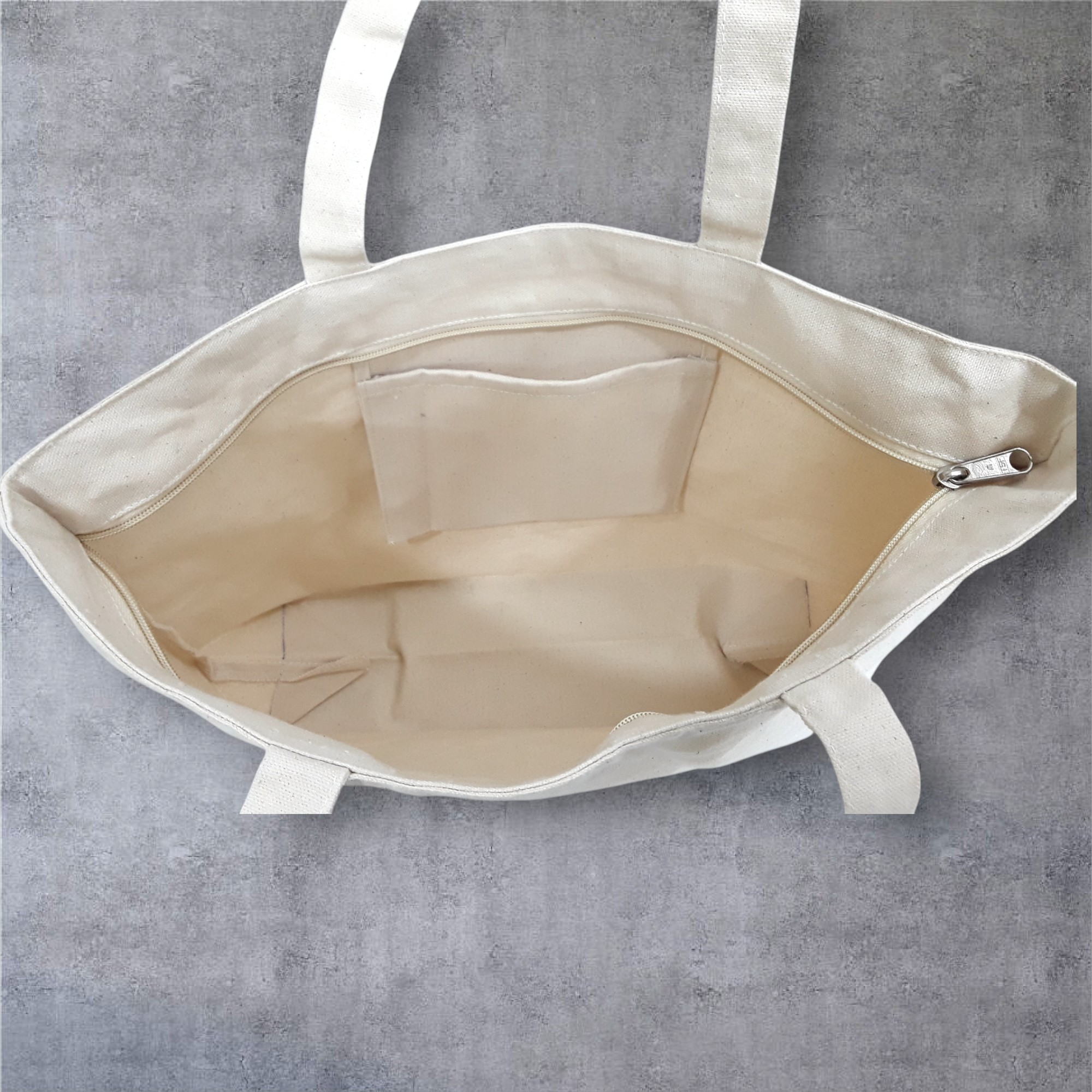 Natural Canvas Zipper Carrier Bag