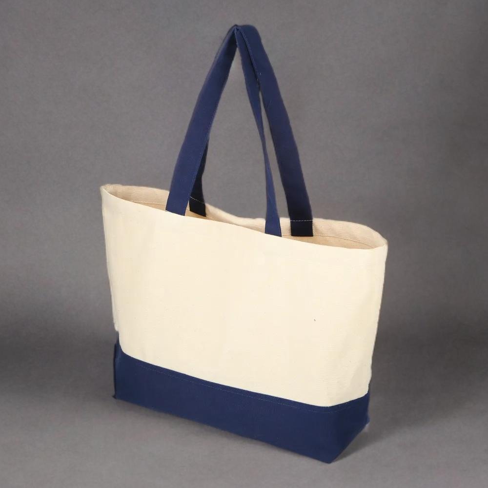 10oz Dual Tone Canvas Bag with Navy Handle