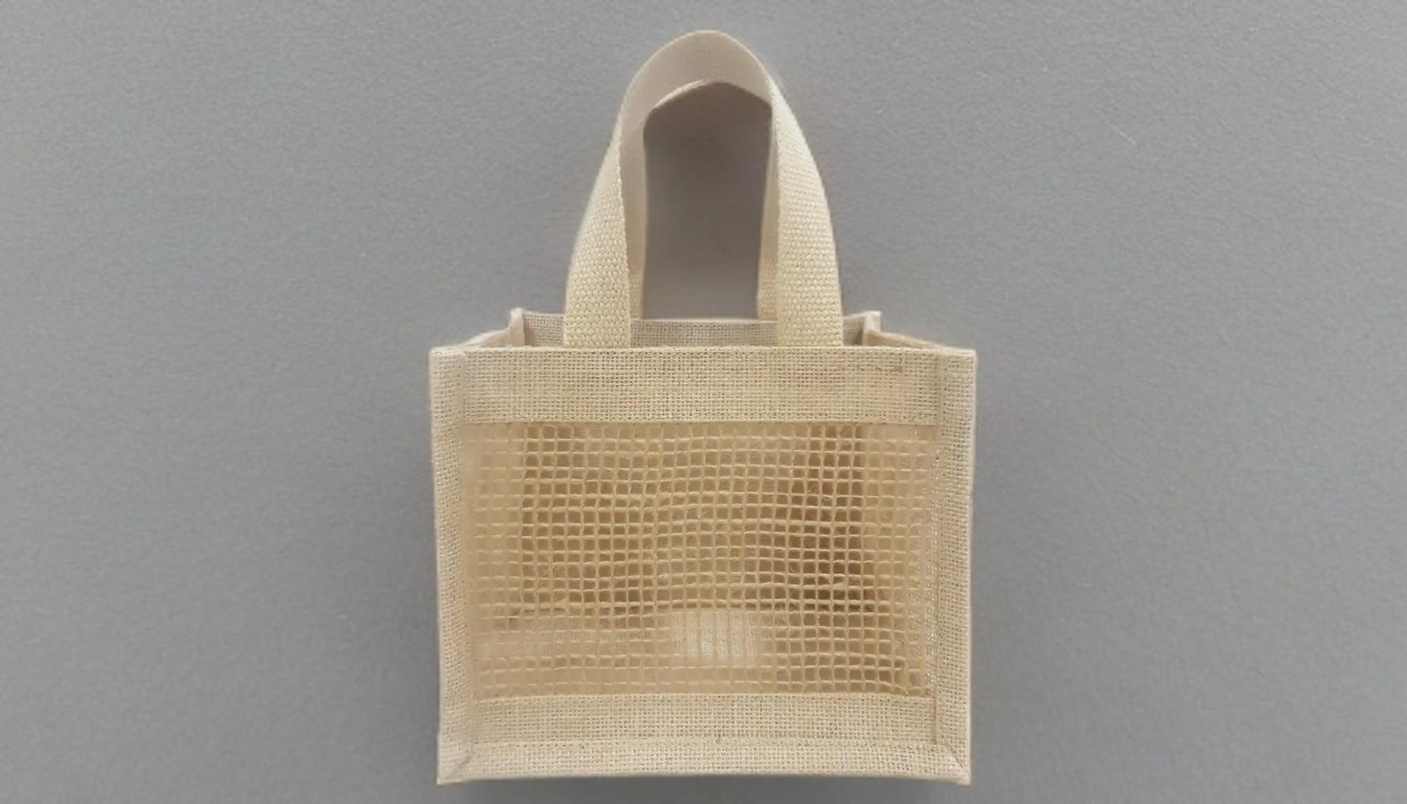 Jute Gift Bag with Mesh Window