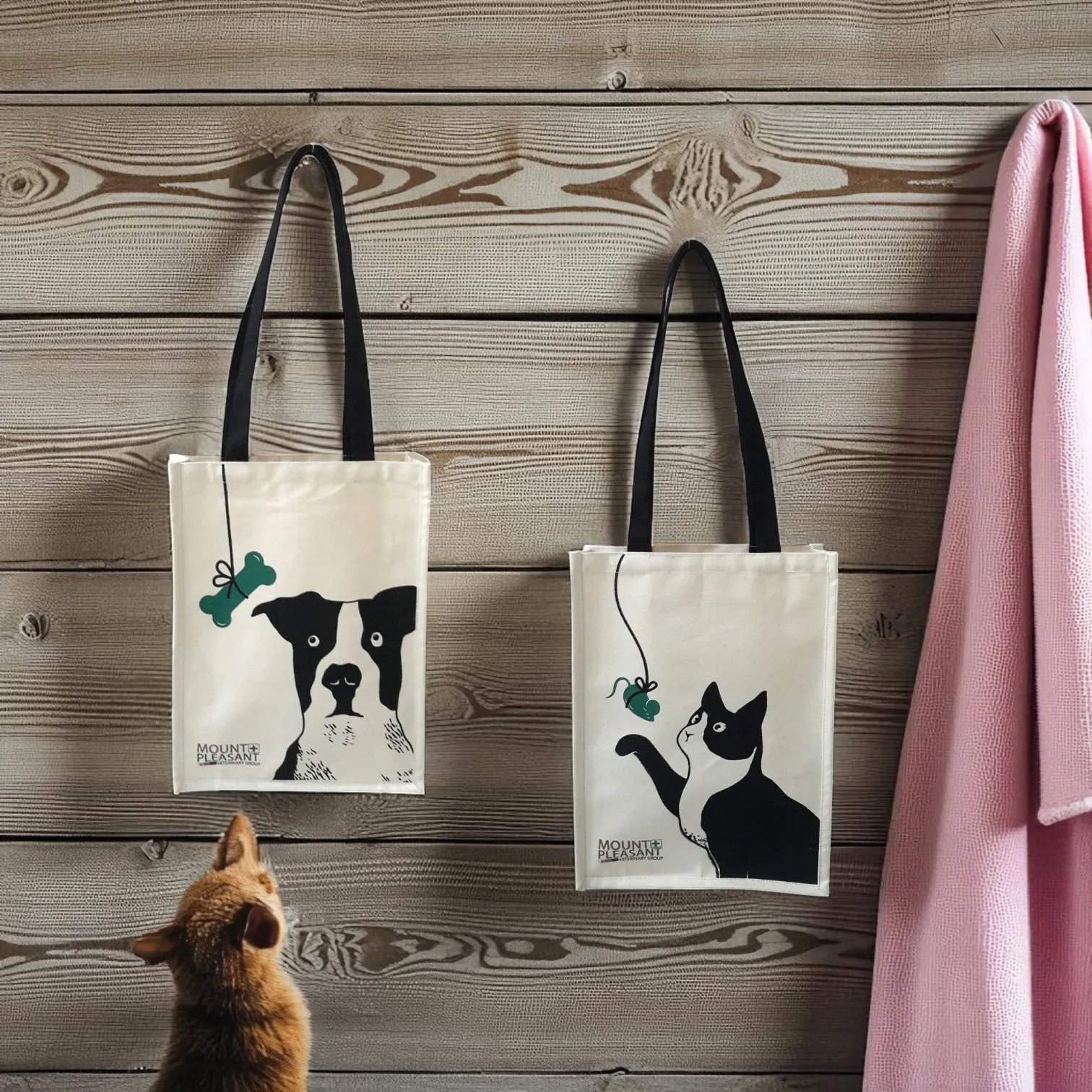 Logo and Artwork with Customised Handles on Canvas Bags