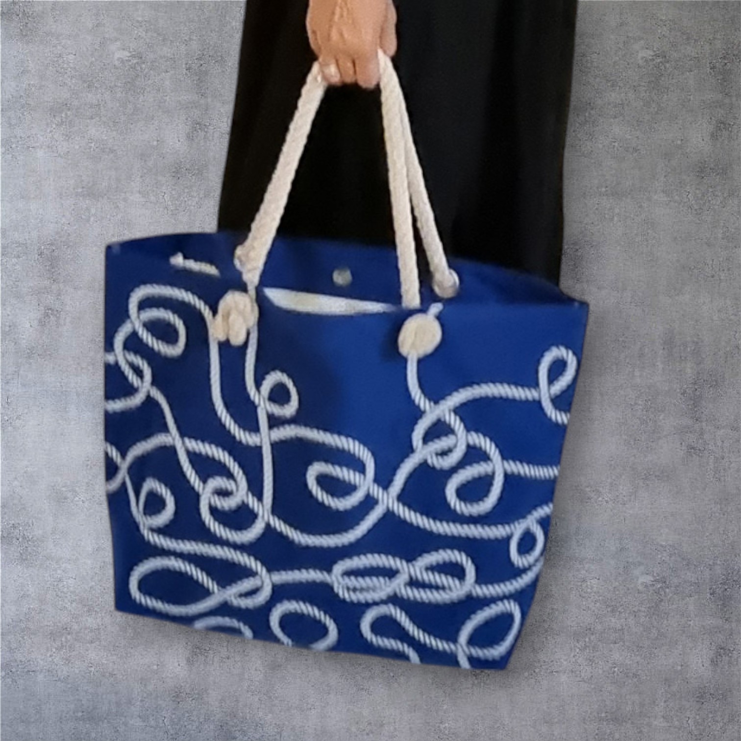 Blue Beach Bag with pocket