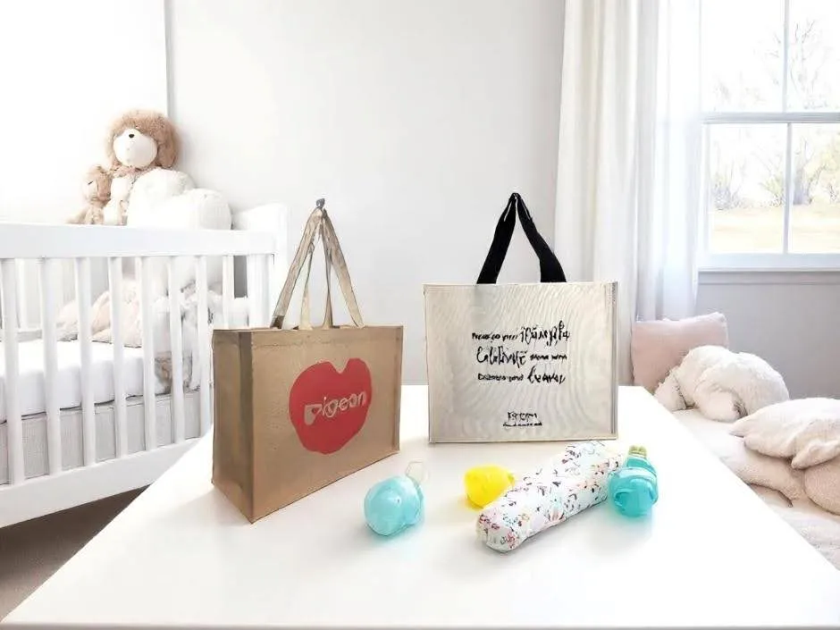 2 shopping tote bags on a table